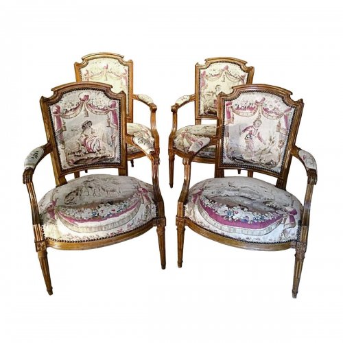 Suite de quatre fauteuils d'époque Louis XVI de Claude Sené