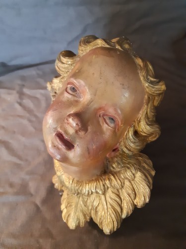 Paire de têtes d'ange en bois sculpté d'époque Louis XV - Sylvain Rochas
