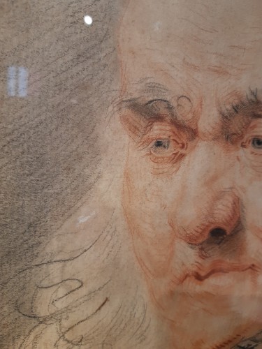 Tableaux et dessins Dessin, Aquarelle & Pastel - Dessin " tête de vieillard" signé E M Blondel 1789