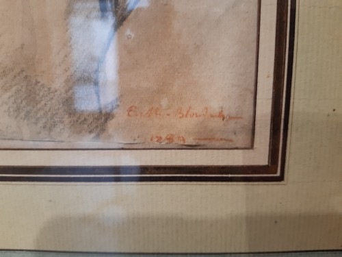 XVIIIe siècle - Dessin " tête de vieillard" signé E M Blondel 1789