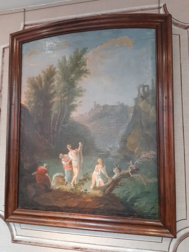 Antiquités - Cascatelles de Tivoli et lavandières - École française du 18e siècle