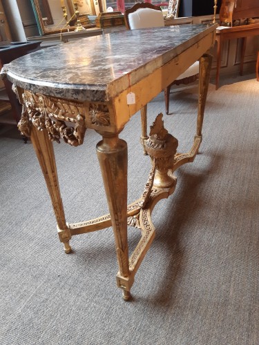 Louis XVI - Grande console en bois doré d'époque Louis XVI