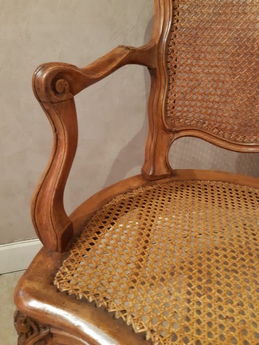 French Louis XV cabinet armchair, stamped H AMAND - 