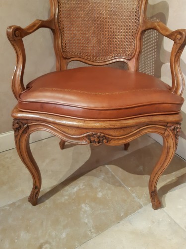French Louis XV cabinet armchair, stamped H AMAND - Louis XV