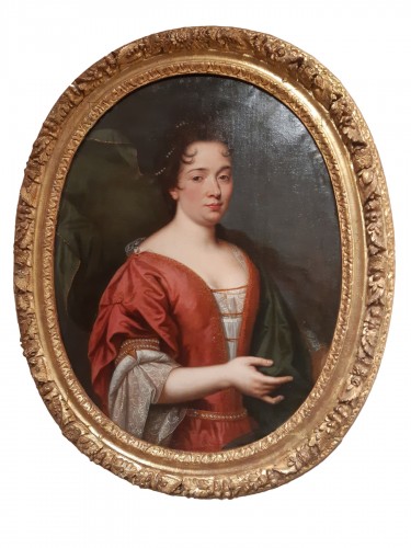 Portrait de femme de cour, d'époque Louis XIV, attribué à H . GASCAR