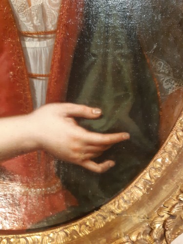 Antiquités - Portrait of a court lady, Louis XIV period, attributed to H . GASCAR