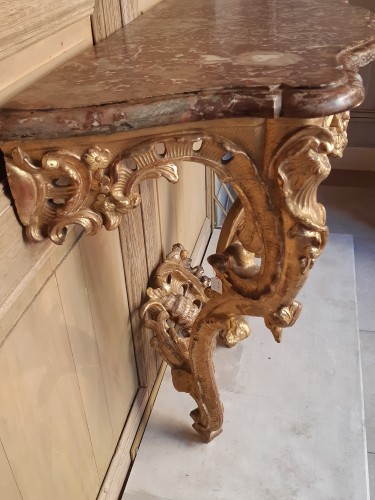Small carved and gilded wood Louis XV console - Furniture Style Louis XV