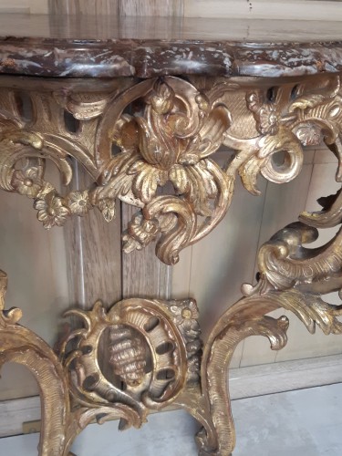 Furniture  - Small carved and gilded wood Louis XV console