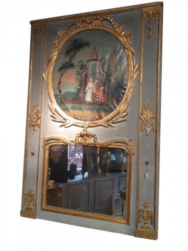 Trumeau à peinture dans un médaillon d'époque Louis XVI