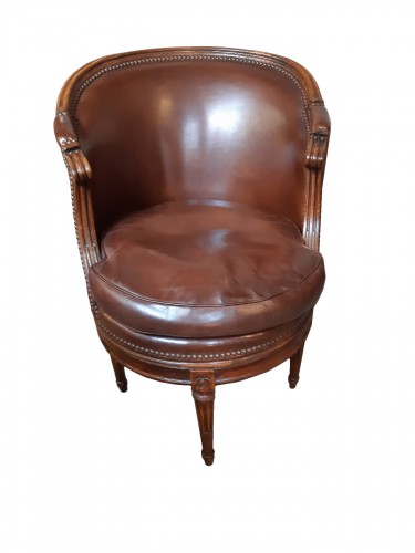 Fauteuil de bureau à assise tournante d'époque Louis XVI