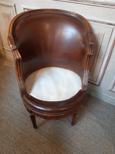 XVIIIe siècle - Fauteuil de bureau à assise tournante d'époque Louis XVI