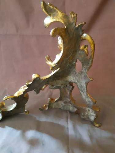 Chenets en bronze doré d'époque Louis XV - Louis XV