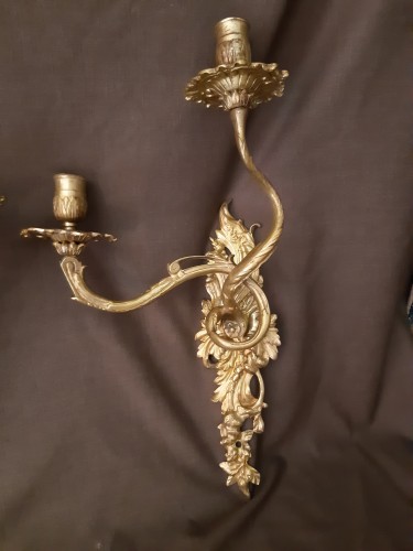Paire d'appliques en bronze doré, modèle d'André Charles Boulle - Sylvain Rochas