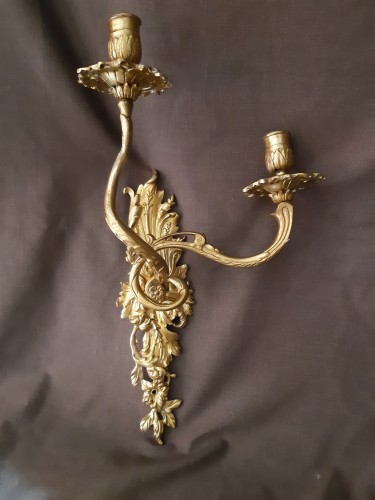 XVIIIe siècle - Paire d'appliques en bronze doré, modèle d'André Charles Boulle