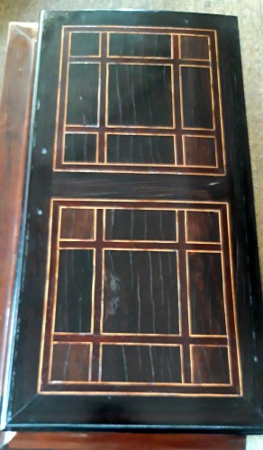 Louis XIV - 17th century Italian travel cabinet in ebony, rosewood and ivory veneer