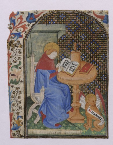Enluminure Saint Marc - France, vers 1420 - Tableaux et dessins Style Moyen Âge