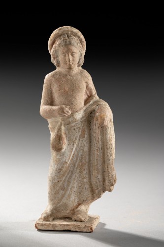 Greek art, Tanagra, 4th-3rd c. BC - Young boy - Ancient Art Style 