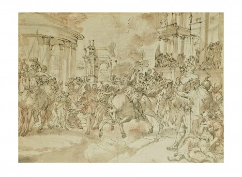 Niccolo RICCIOLINI (Rome, 1687 - 1757) Marcus Curtius se jetant dans le gouffre