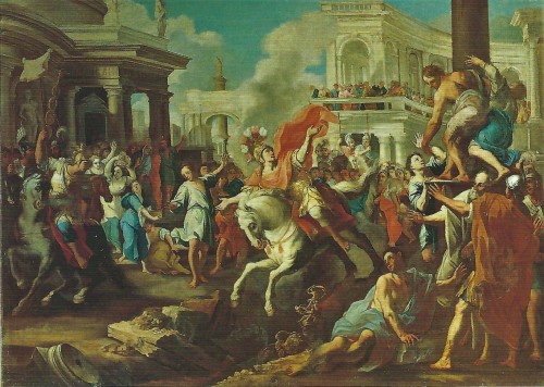 Tableaux et dessins  - Niccolo RICCIOLINI (Rome, 1687 - 1757) Marcus Curtius se jetant dans le gouffre