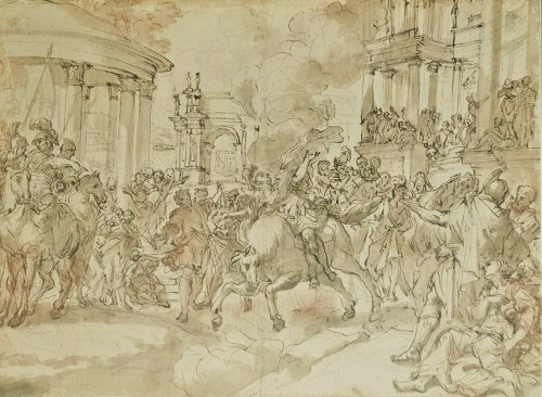 Niccolo RICCIOLINI (Rome, 1687 - 1757) Marcus Curtius se jetant dans le gouffre - Galerie Tarantino