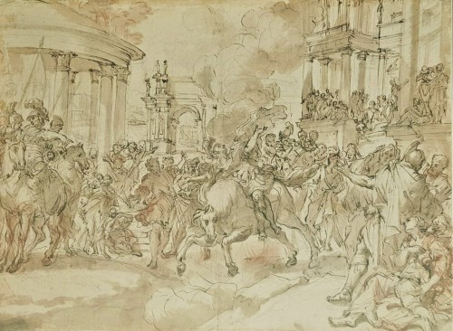 Niccolo RICCIOLINI (Rome, 1687 - 1757) Marcus Curtius throwing himself into the pit - 