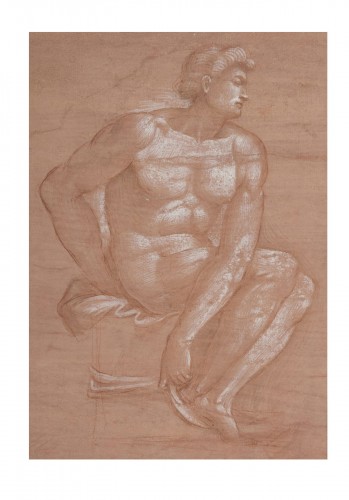 D’après Michelangelo BUONAROTTI (1475-1564)  Jeune homme nu assis