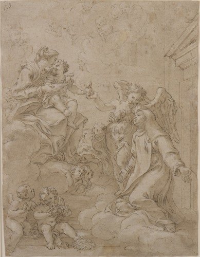 Giovanni Battista GAULLI, known as &quot;BACICCIO&quot; (1639 -1709) Recto: The Virgin and Child - Louis XIV