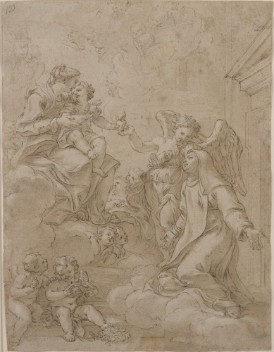 Giovanni Battista GAULLI, dit “BACICCIO” (1639 –1709) Recto , La Vierge à l’Enfant - Louis XIV