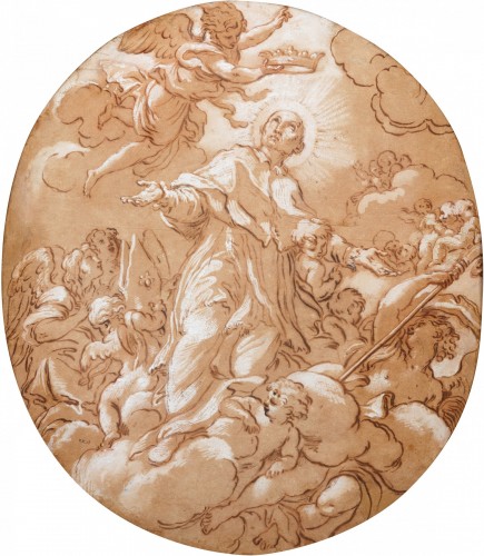 XVIIe siècle - Giacinto CALANDRUCCI (Palerme, 1646 - 1707) Gloire de Saint André Corsini