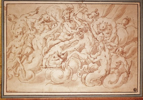 Marco MARCHETTI dit Marco da FAENZA (ca. 1528 - 1588), Combat de tritons