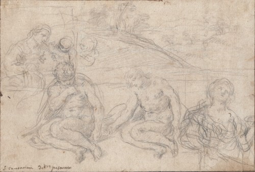 Simone CANTARINI ( 1612 – 1648), Etudes de personnages et de paysage
