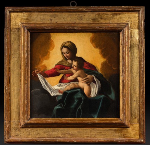Sisto BADALOCCHIO (Parme, 1613 - 1614) La Vierge à l'Enfant - Tableaux et dessins Style Louis XIII