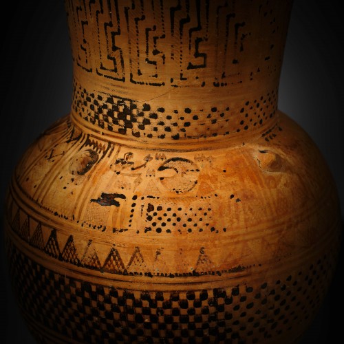 Archéologie  - Grande olpé attique géométrique du Rattle Group