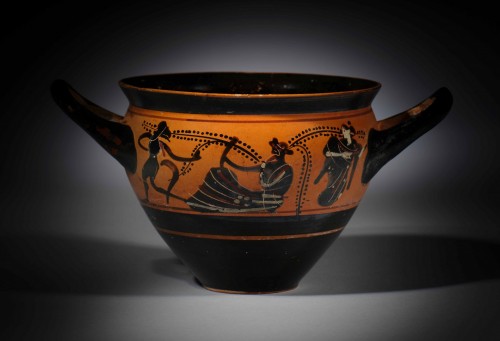 Skyphos (Mastoide) à figures noires attr à la maniere du peintre d’Haimon (Beazley) - Archéologie Style 