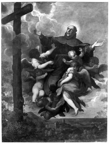 Tableaux et dessins Tableaux XVIIe siècle - Lazzaro BALDI (1623 – 1703) Saint Pierre d’Alcantara devant la Sainte Vierge