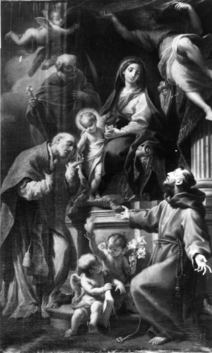 Etienne PARROCEL, La Vierge à l'Enfant et SS Joseph, Philippe Neri et François - Tableaux et dessins Style Régence