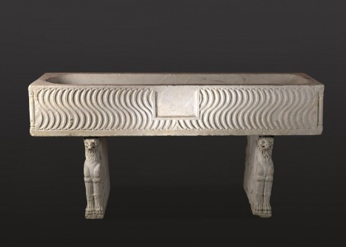 Ancient Art  - Roman Sarcophagus with Strigils, 3rd century