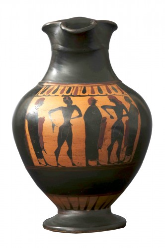 Attic black-figure oinochoe from the circle of Lydos that belonged to Rachel