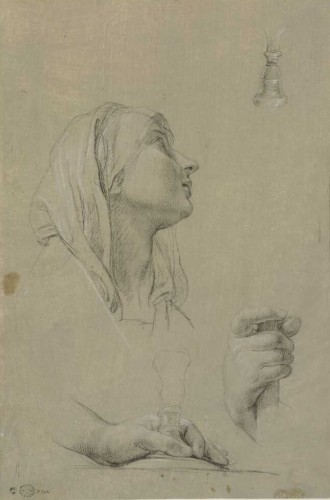 Tableaux et dessins Dessin, Aquarelle & Pastel - Pompeo BATONI (Lucca, 1708 – Rome, 1787) --  Etude de tête et de mains pour saint Pierre
