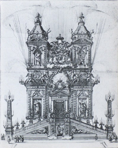 Simone Felice DELINO (1655-1697) - Project of the ephemeral facade of Trinité des Monts - Paintings & Drawings Style Louis XIV