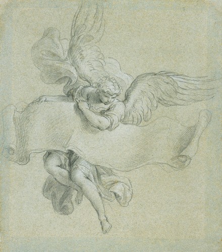 Stefano POZZI (Rome, 1699 - 1768) - Angel carrying a phylactery, 1746