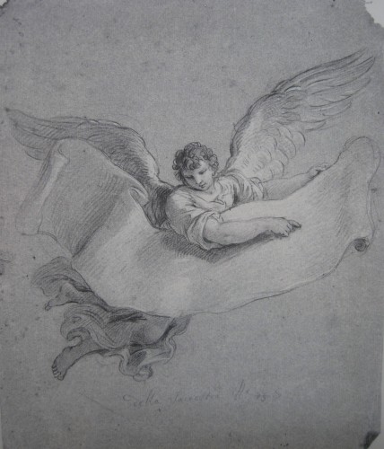 Stefano POZZI (Rome, 1699 - 1768) - Angel carrying a phylactery, 1746 - 