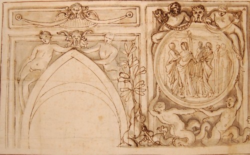 Giovanni Francesco GRIMALDI (1606 – 1680) - Projet de décor intérieur de palais romain - Galerie Tarantino