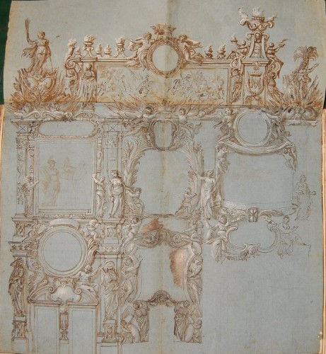 17th century - Giovanni Francesco GRIMALDI (1606 - 1680) - Project for the interior decoration of Roman palaces