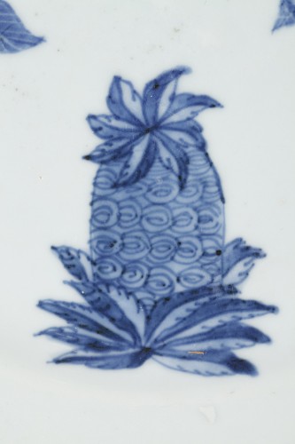 Céramiques, Porcelaines  - Assiette botanique à l'ananas porcelaine de Chine XVIIIe siècle