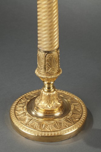 Lighting  - Ormulu bronze pair of candlesticks, first Empire