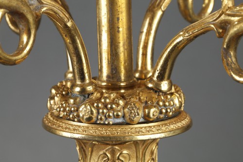Paire de candélabres bronze doré Premier Empire - Galerie Théorème