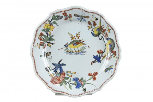 Rouen faience partridge plate 18th century