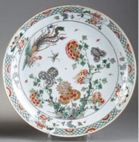 Porcelain & Faience  - Large pair of Famille verte dishes, China Kangxi 1662 - 1722