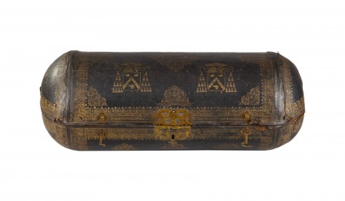 Leather case with the coat of arms of G. LE BOUX, mid 17th century
